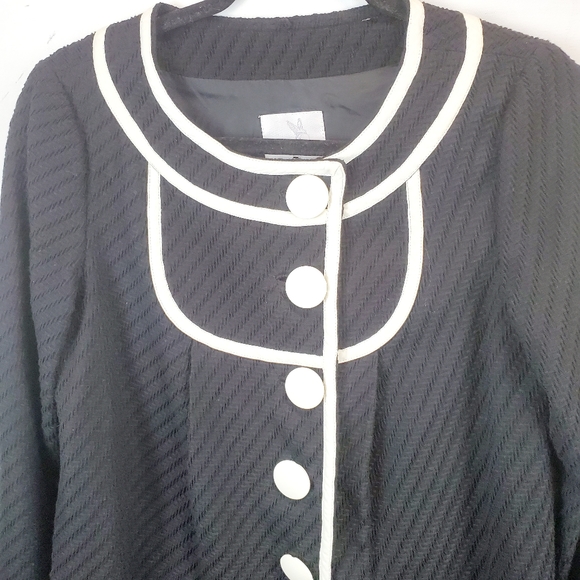 Tibi Jacket Black With White Piping Sz 4 - Picture 3 of 8